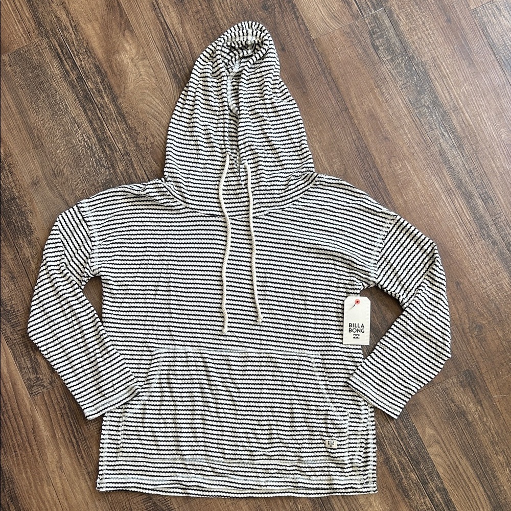 Billabong Black and White Striped knit Hoodie